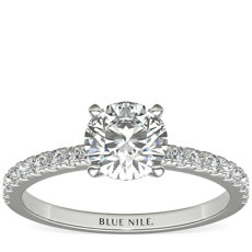 Petite Pavé Diamond Engagement Ring in 18k White Gold (1/4 ct. tw.)
